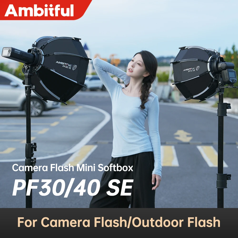 Ambitful 30cm/40cm PF30/PF40 SE Camera Flash Mini Softbox Portable Octagon Umbrella Softbox + Honeycomb Grid for V1 AD200PRO