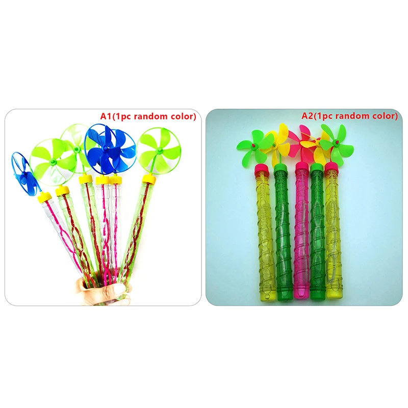 1Pc Vijf-Blad Windmolen Multicolor Bubble Stick Strand Kleur Zeep Bubble Spray Bubble Stick Voor Kinderen Speelgoed