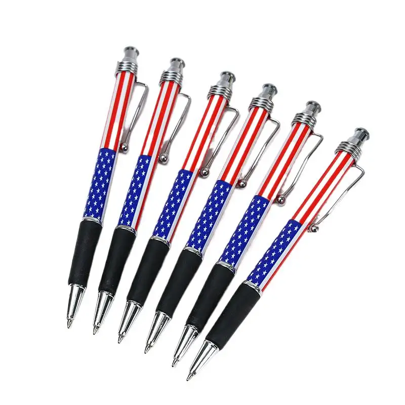 1Pcs American Flag Ballpoint Pen USA Patriotic Themed Pens Independence Day UK flag Gel Ink Pen