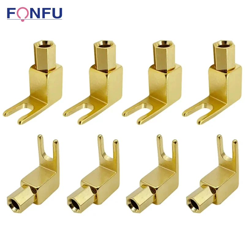 

10Pcs Y-shaped Gold Plated Adapter Plug Cable Connector Speaker Banana Jack For 4mm U Banana Plug Adapter