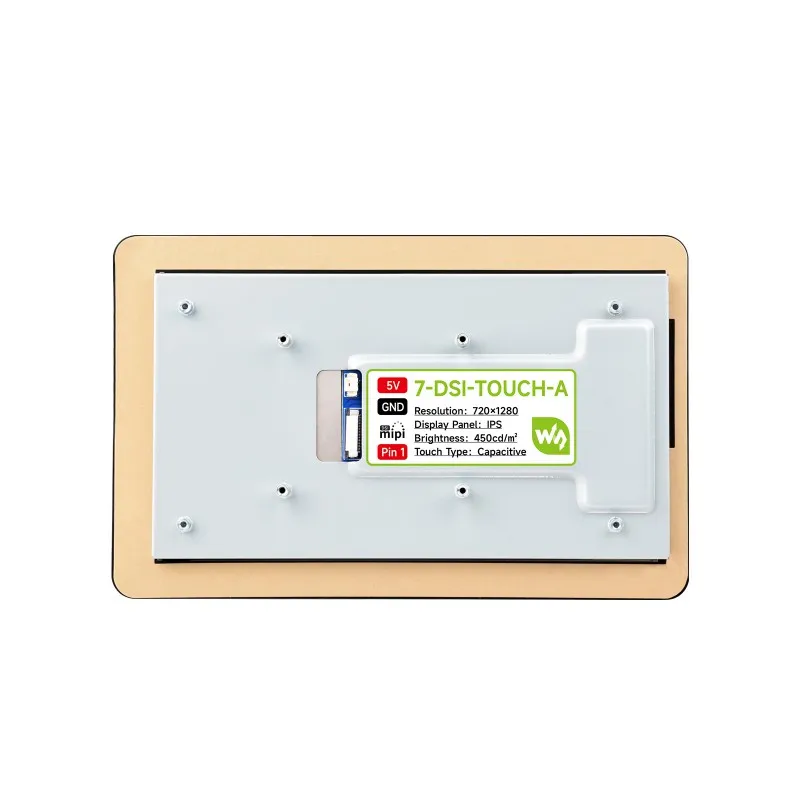 7inch DSI Capacitive Touch Display, 720×1280 Pixels, IPS Panel, Optical Bonding Toughened Glass Panel, 10-Point Touch, Anti-Fing