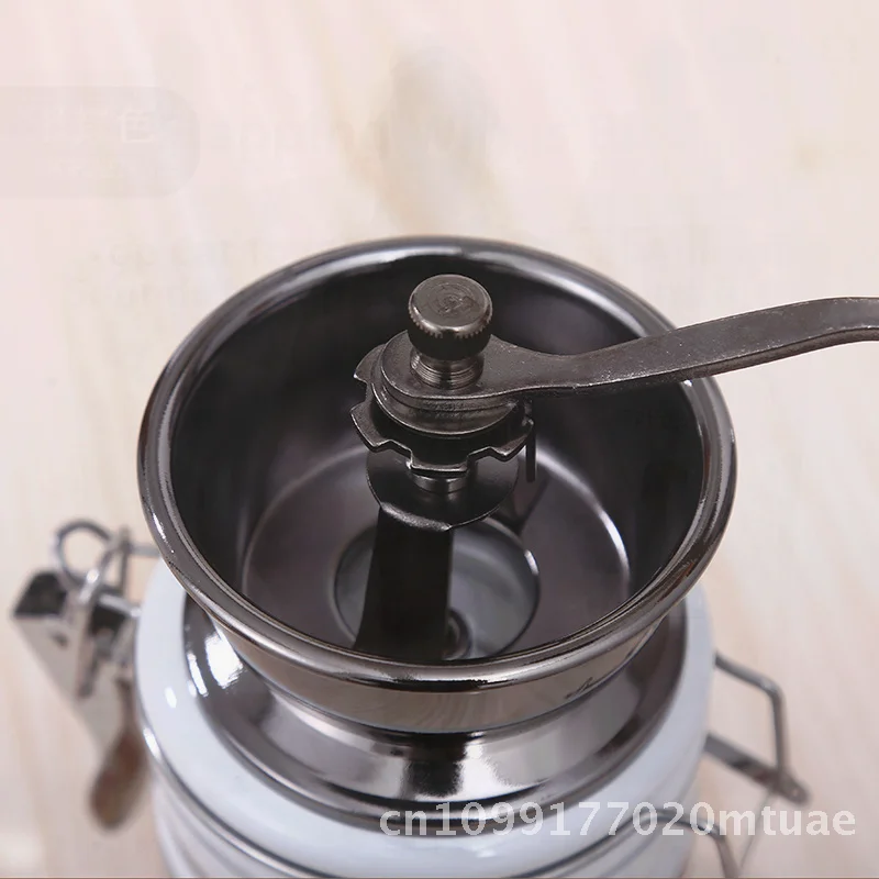 

Vintage Hand-Cranked Ceramic Pepper Mill round Sealed Jar Manual Coffee Bean Grinder Minimalist Style White