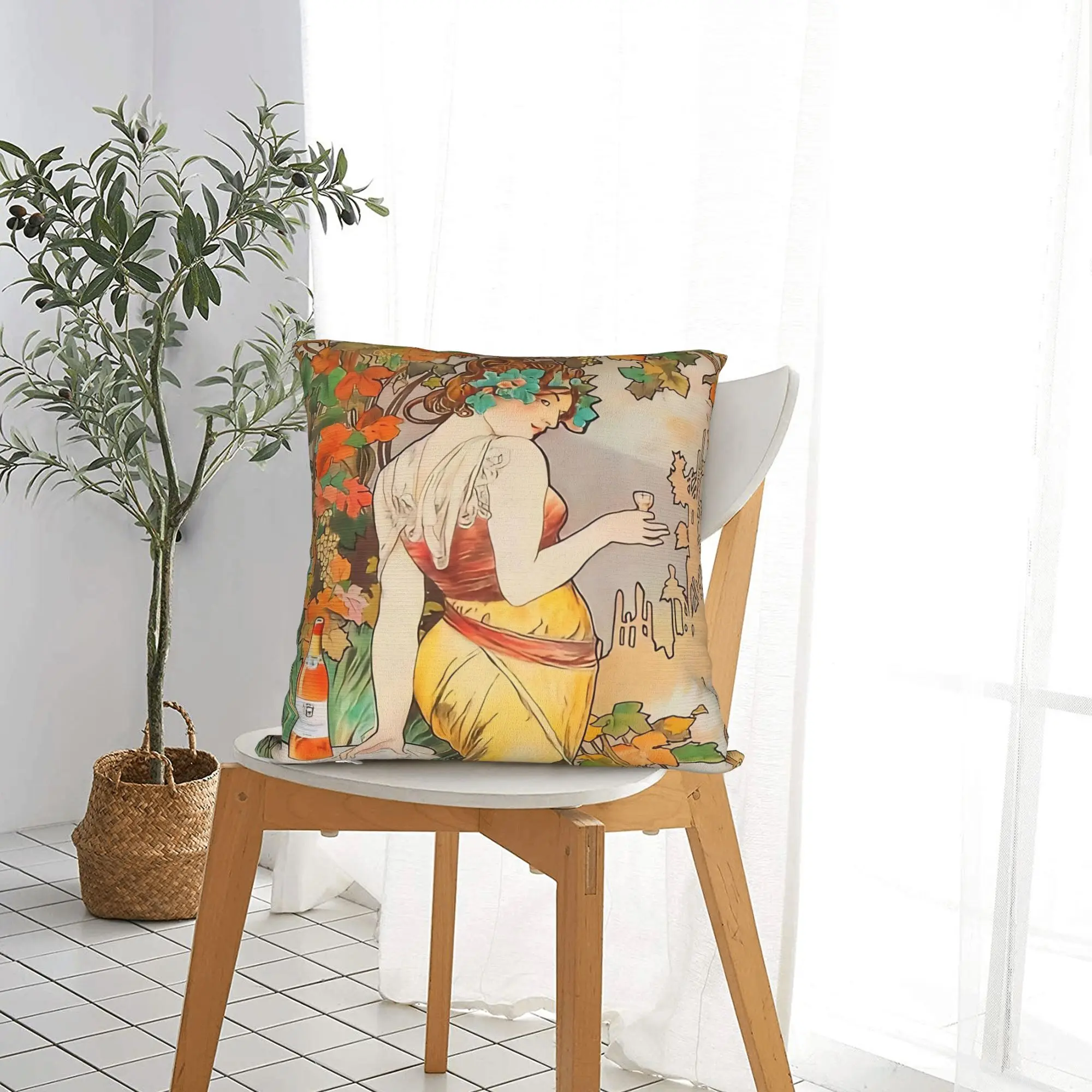 Alphonse mucha art   Square Pillow Case  Cushion Cover Custom Polyester Decorative Pillowcase for Car 18