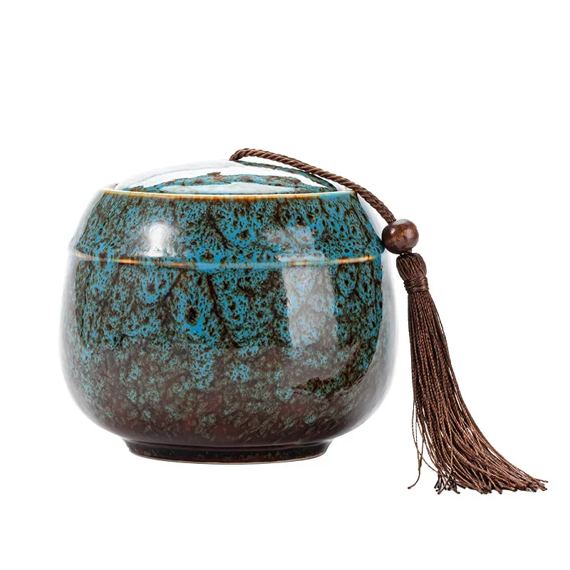 Customizable Moisture-Proof Hermetic Pot Mini Blue and White Porce Tea Storage Ceramic Jar with Lid Coffee Tea Can