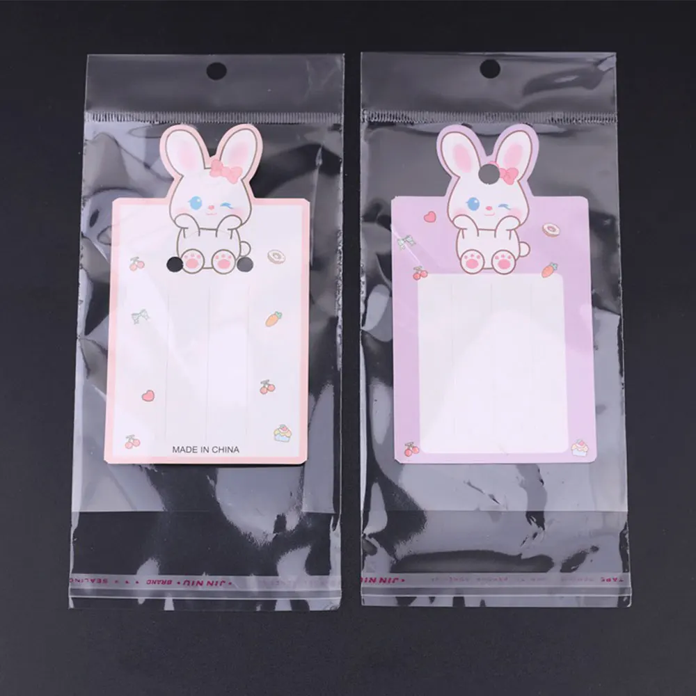 50pcs 13.4x7.5cm Hairpins Packing Paper Cards Cute Rabbit Hairband Display Cards for DIY Hair Accessories Retail Price Tags