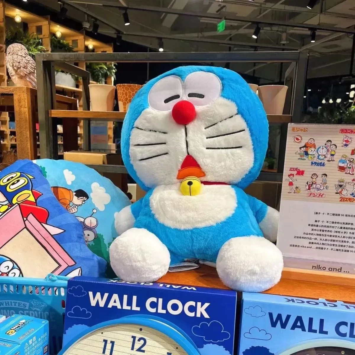 Japanese Cartoon Doraemon Slit Eye Blue Fat Person Large Size 40Cm Plush Filling Pillow Cushion Bed Decoration Car Backrest Doll