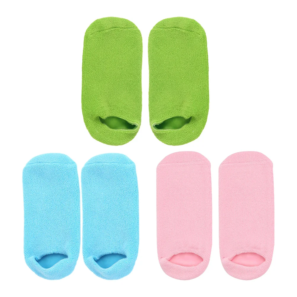 

3Pairs Moisturizing Anti-Slip Gel Spa Socks Softening Dry Rough Skin Foot Masks Salon Foot Care Supplies Essential Oil