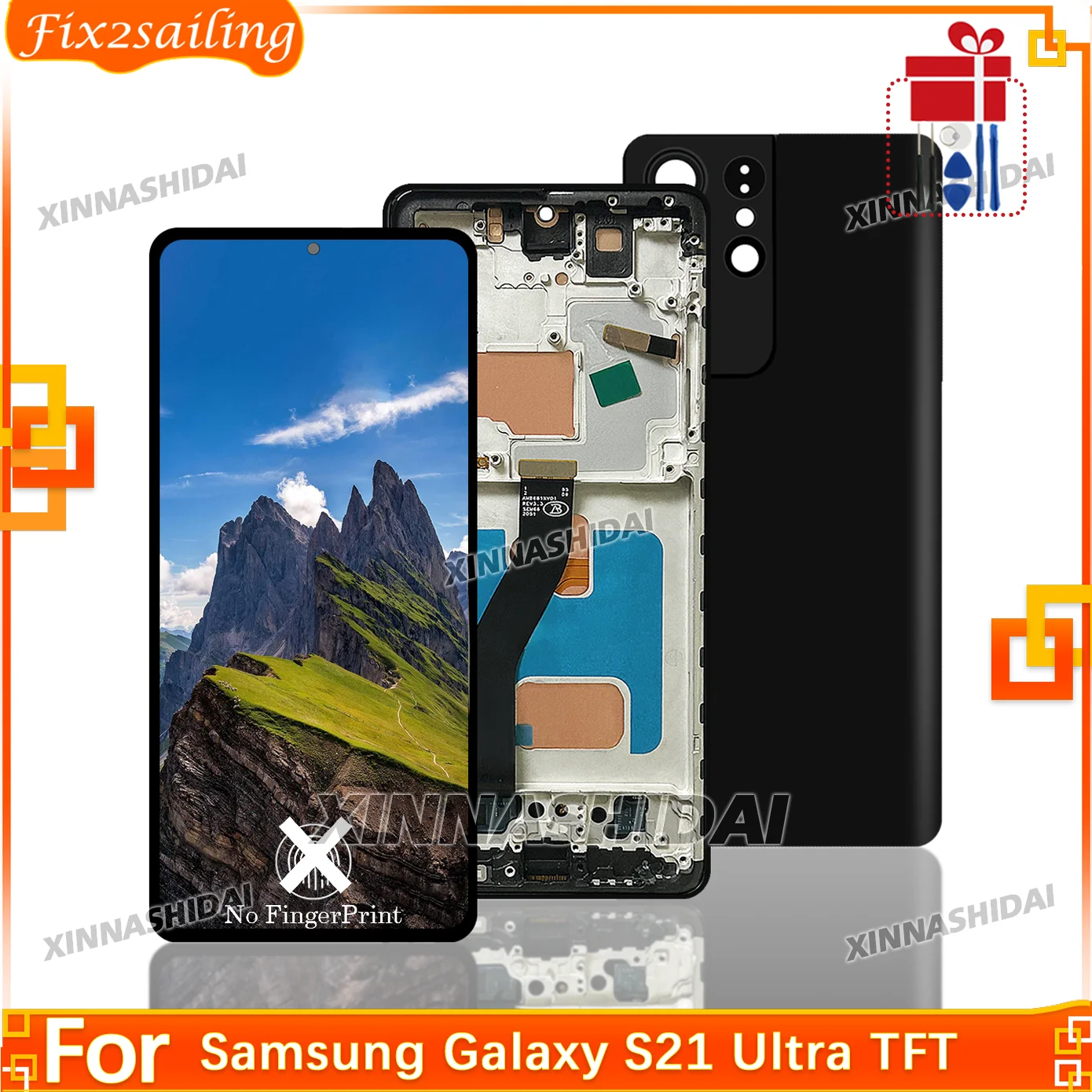 tft-for-samsung-galaxy-s21-ultra-lcd-display-touch-screen-frame-battey-cover-housing-digitizer-assembly-for-samsung-s21-ultra
