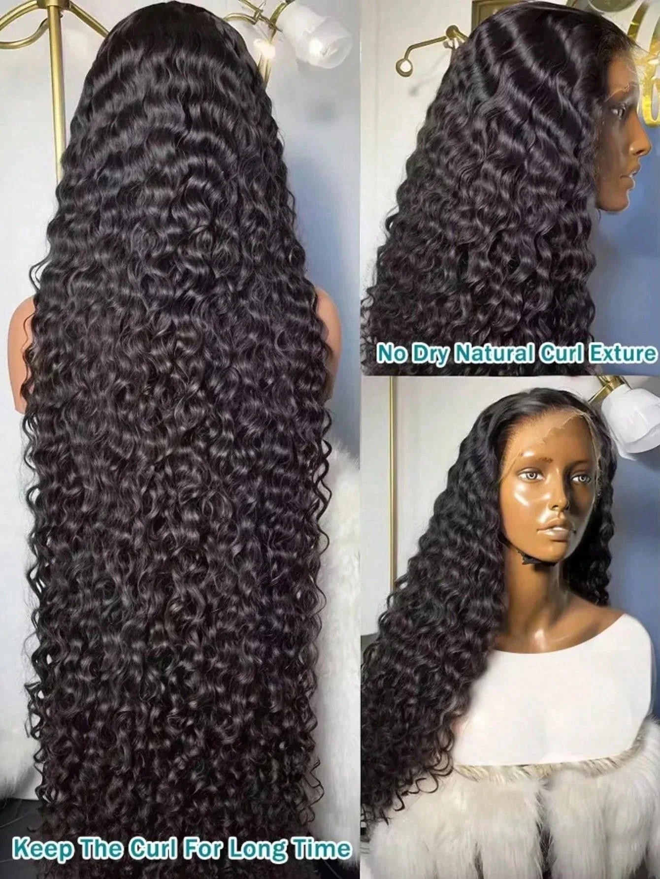 34 Inch Kinky Curly Lace Front Wigs Human Hair 13x4 Curly Wig Human Hair 250% Density Wet And Wavy Lace Front Wigs Human Hair Pre Plucked Wig Jerry Curly For Women With Baby Hair
