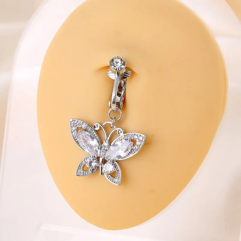 New Snake Fake Belly Ring Butterfly Fake Belly Piercing Butterfly Clip on Umbilical Navel Fake Pircing Cartilage Earring Clip