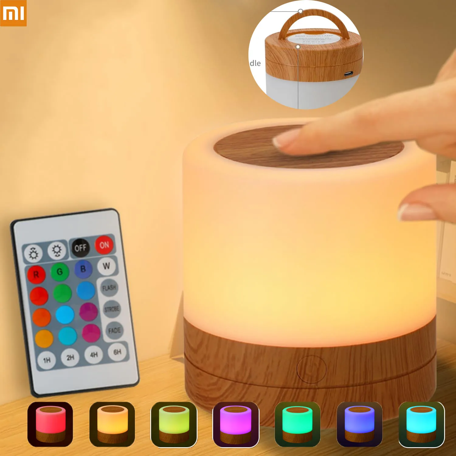 

Xiaomi Wireless LED Usb Night Lamp Touch Dimmable Portable Camping Light Rechargeable For Bedroom Bedside Table Mood RGB Lamp