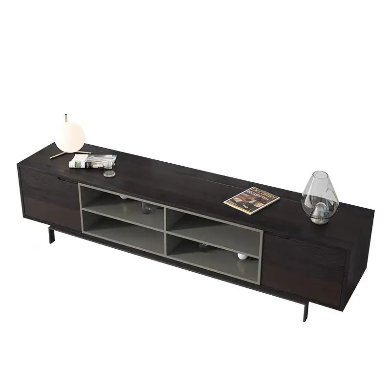 

Italian minimalist designer black oak TV cabinet smoked wood modern storage floor cabinet painted TV cabinet