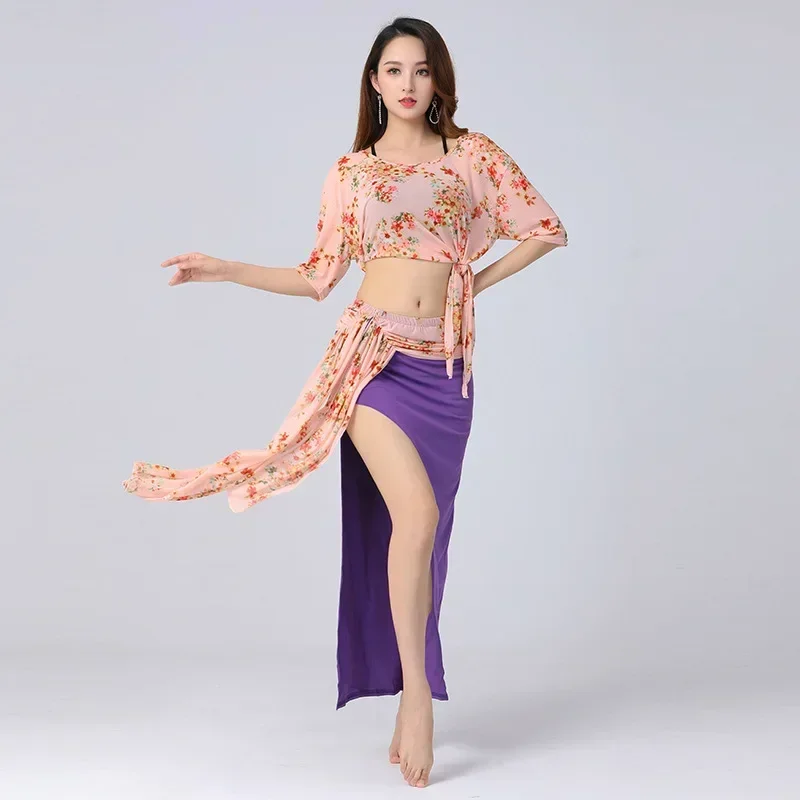 Belly Dance Top Long Skirt Set Practice Clothes Sexy Women Stage Dance Suit Carnaval Disfraces Adults Rave Festival Clothing