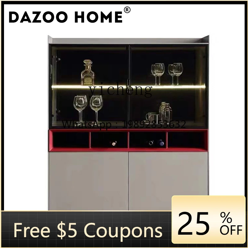 

Modern Minimalist Wine Cabinet Living Room Home Wall High-Grade Glass Double Door Display Cabinet Sideboard Cabinet