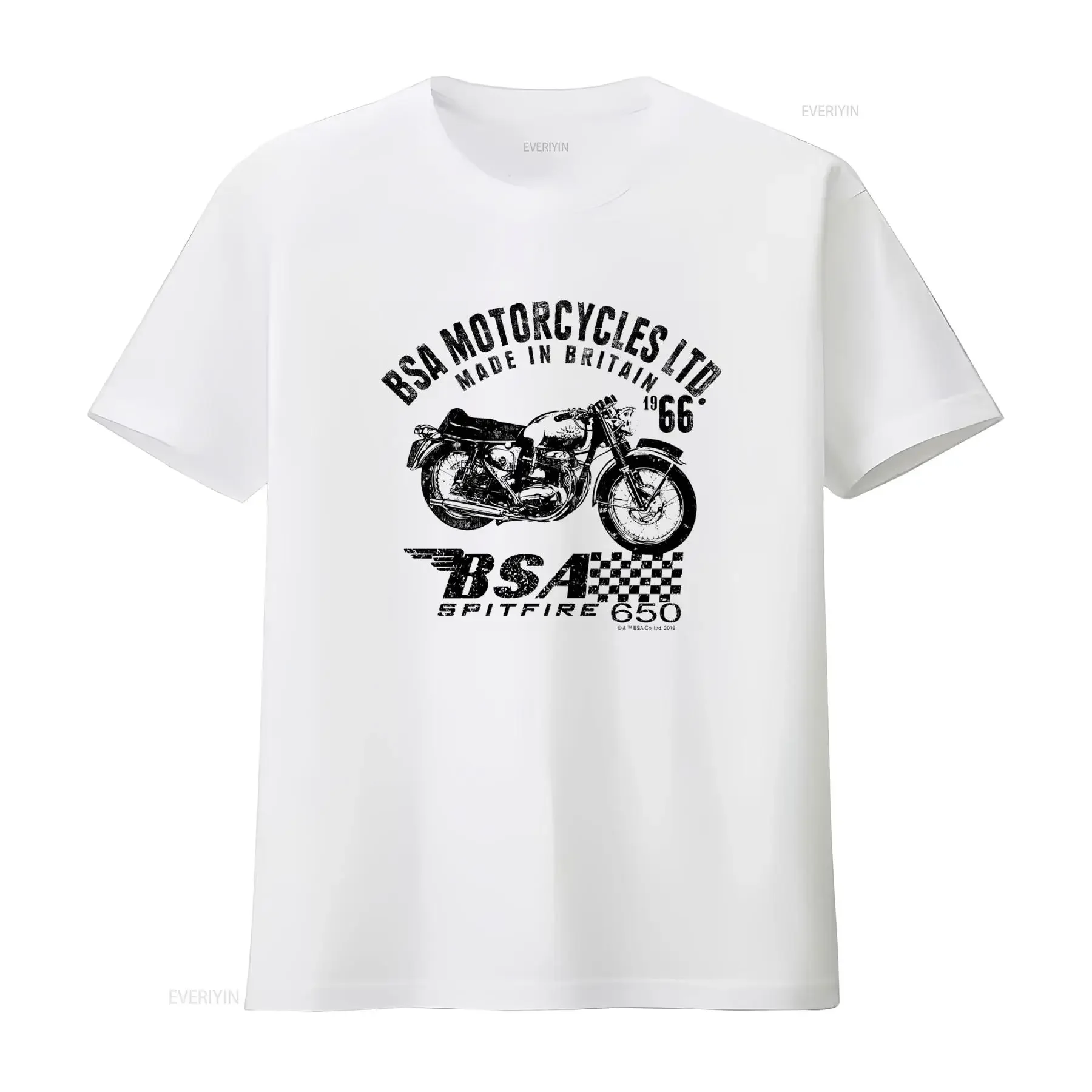 BSA Motorcycles LTD Made in Britain 1966 Spitfire 650 T Shirt for Men vintage Washed Unisex fashion Comfortable Breathable