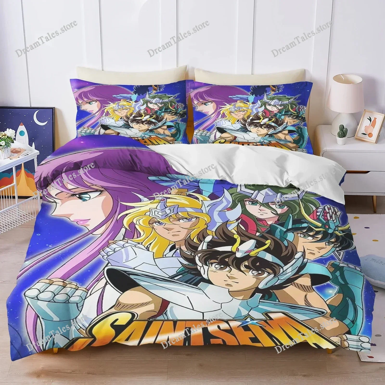 Children Bed Linen Set Quilt Cover Print 100% Polyester Hot-Blooded Anime Decor Comfortable Sets Breathable Bedding For Teenager