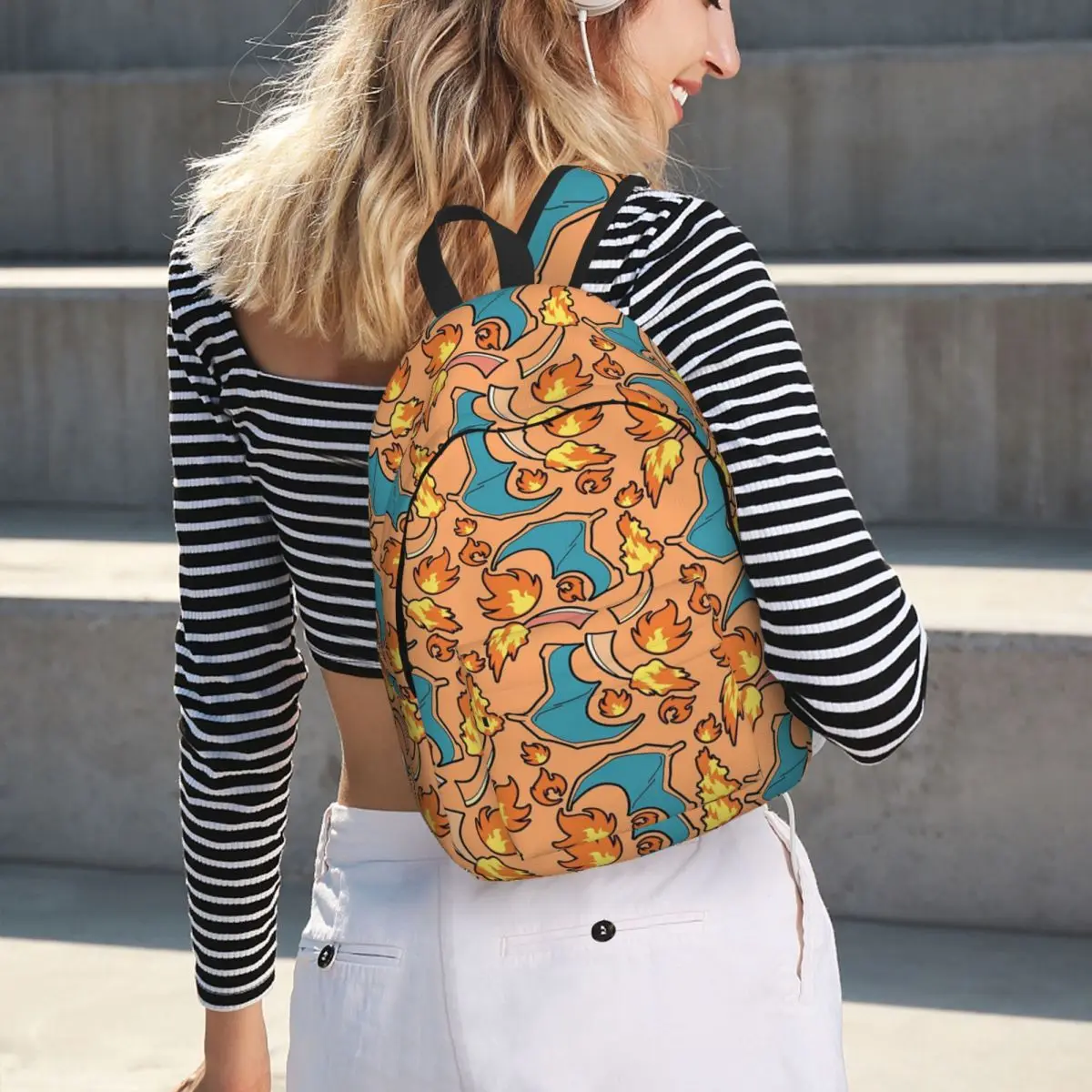 Flame Monster Collage Backpack Hot Sale Daypack Large Capacity Children BookBag School Bag Shoulder Bags for Men Women