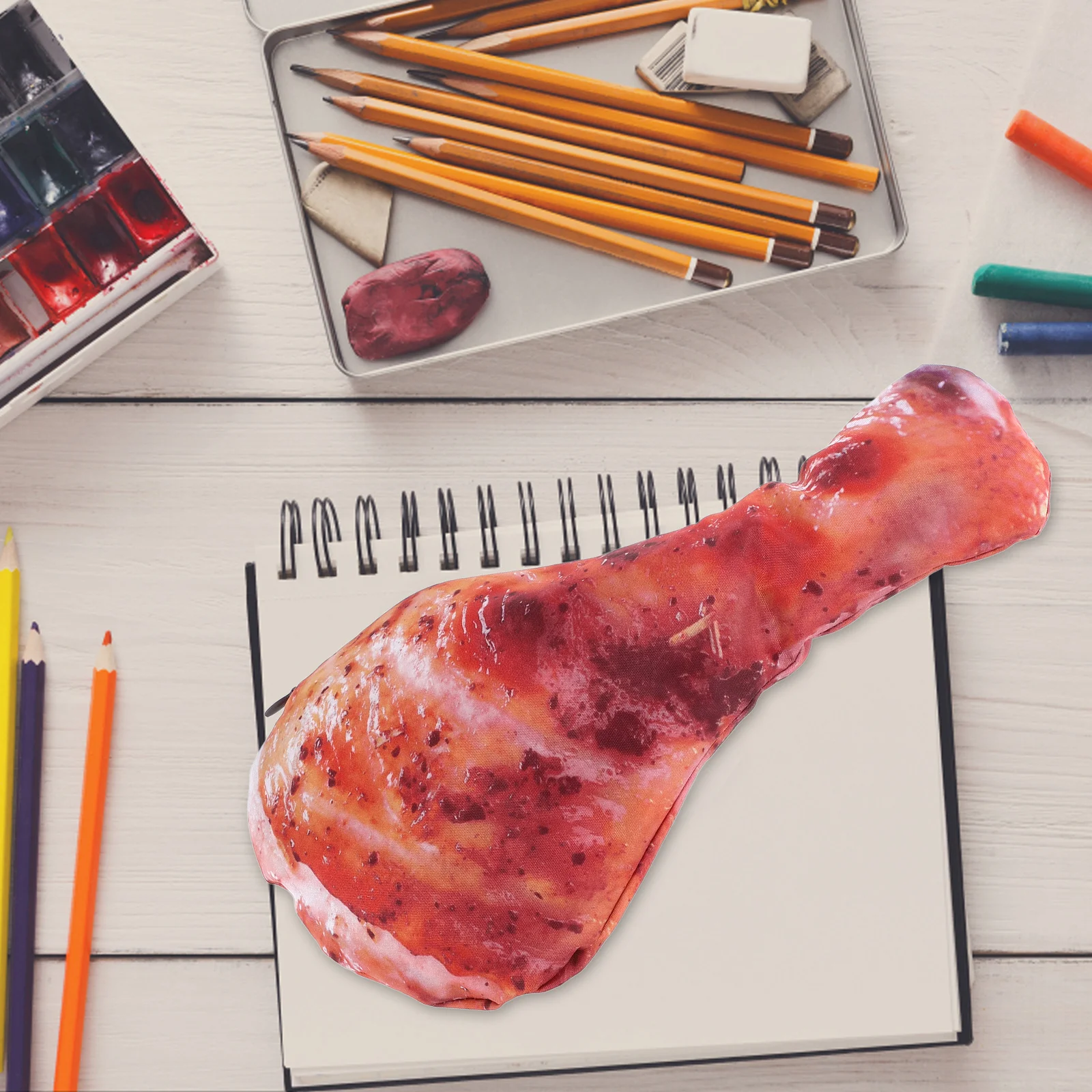 

Chicken Leg Bag Large Capacity Stationery Novelty Pen Pouch Holder Girls Boys School Office Use Simulation Food Kawaii