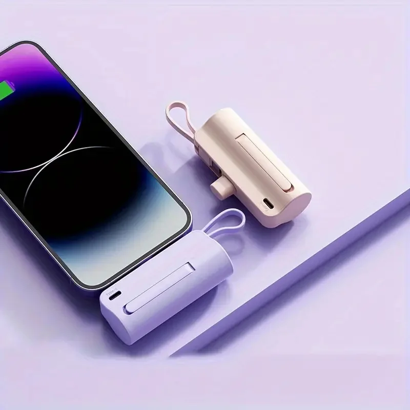 Power Bank Mini Saku, Baterai Eksternal Ringkas, Pengisi Daya Portabel 5000mAh, Baterai Cadangan untuk iPhone Samsung Xiaomi