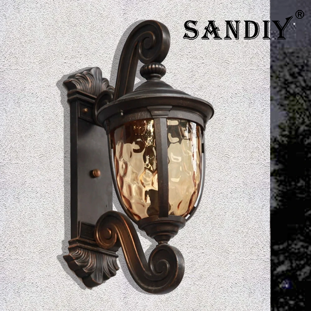 SANDIY New Outdoor Wall Sconce Lamp Retro Balcony Light Surface Mount Waterproof House Yard Luminaires Large Street Villa Hall