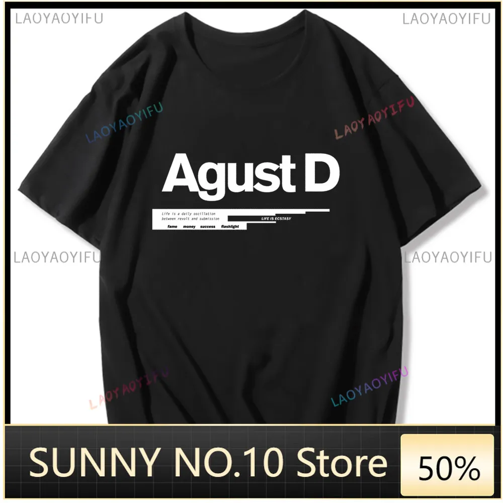 New Korean KPOP Agust DT T-shirt D-2 Album Unisex T-shirt Yoongi Shirt Youth Clothing Pattern T-shirt Top