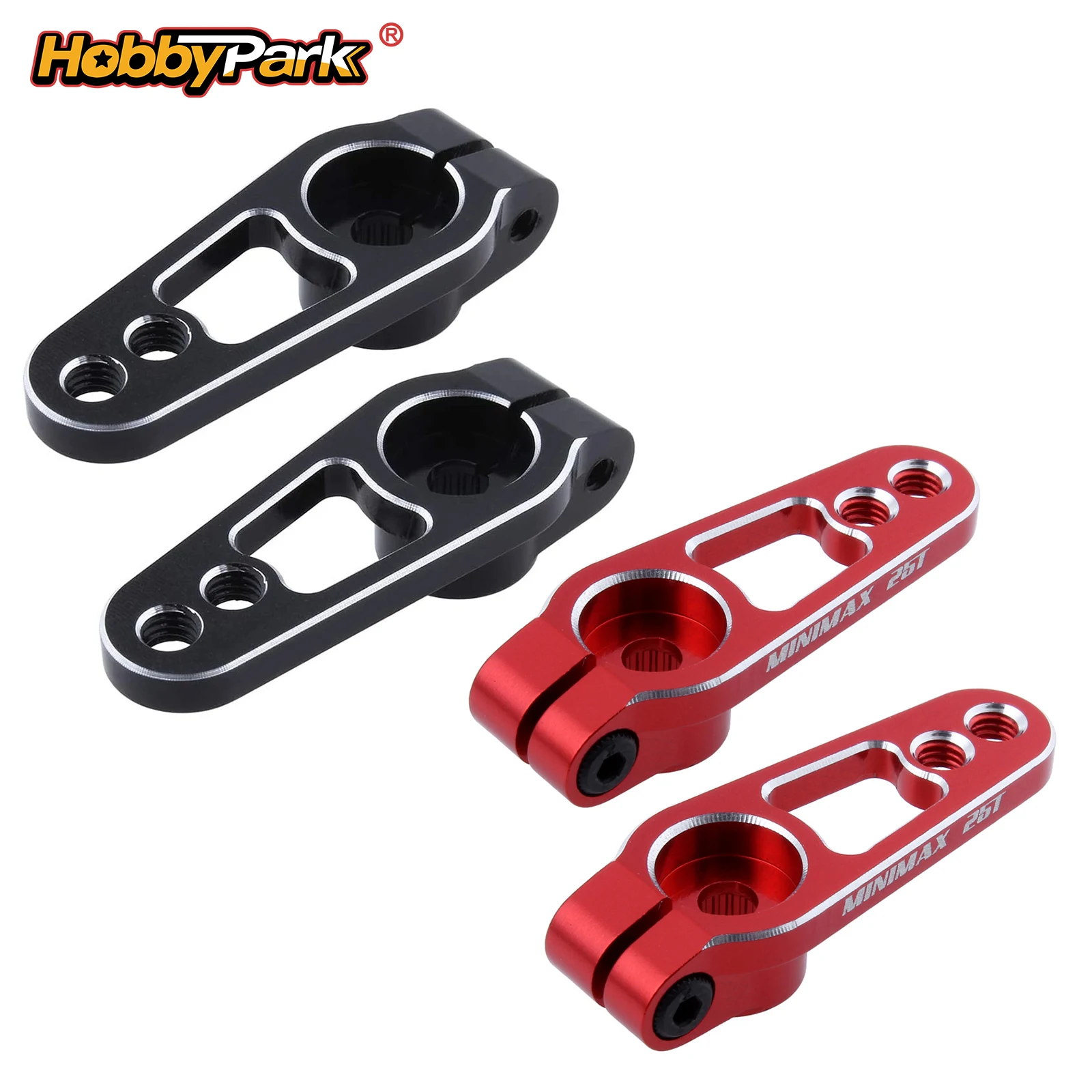 HobbyPark – bras de direction servo à profil bas 25T, remplacement pour voiture de tourisme RC 1/10, noir, 2 pièces