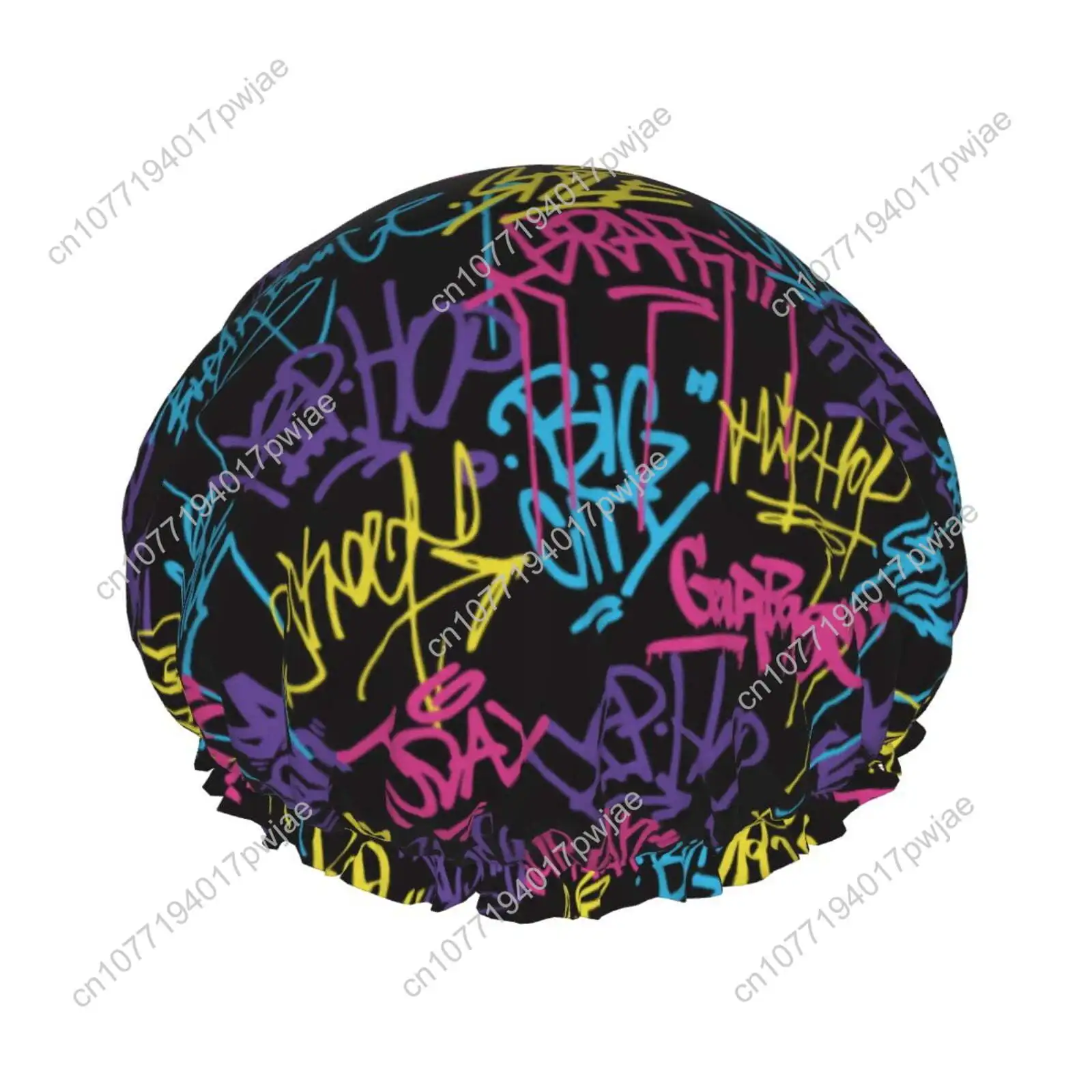 

Graffiti art Shower Cap, Reusable Bath Hair Hat for all Hair Lengths Hair Cover with Elastic Band Double Waterproof Layers Bathi