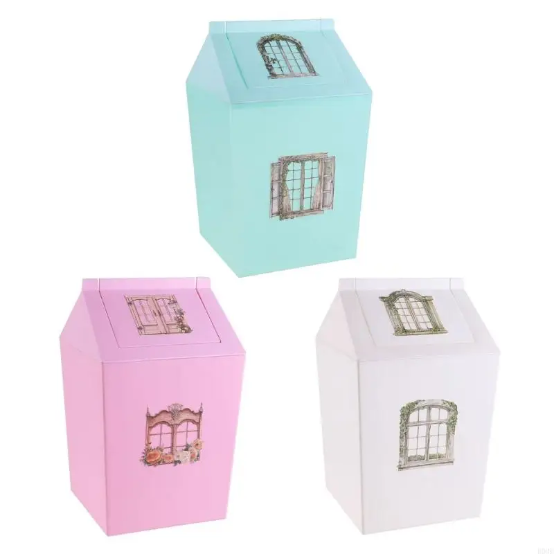 Modern White Trash Can Swing Lid Design Easy Cleaning for Kitchen Bathroom Space Saving B03E