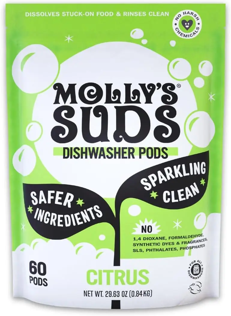

Eco-Friendly Dishwasher Detergent Pods, 60 Pack, Citrus Scent, Cuts Grease & Rinses Clean