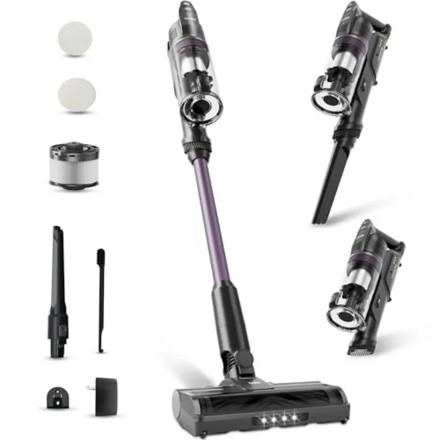 Cordless vacuum cleaner for home use, ABS plastic body, black color, 45-min runtime and strong suction for hardwood floors, car