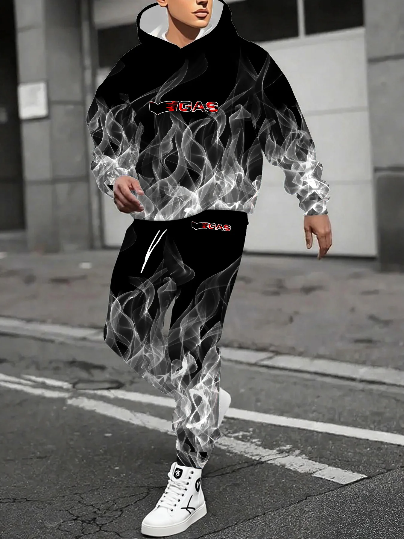 2025 Conjunto de sudadera con capucha de otoño e invierno para hombre, conjunto de sudadera con capucha informal a la moda, ropa de calle, conjunto de sudadera con capucha transpirable y de secado rápido para hombre