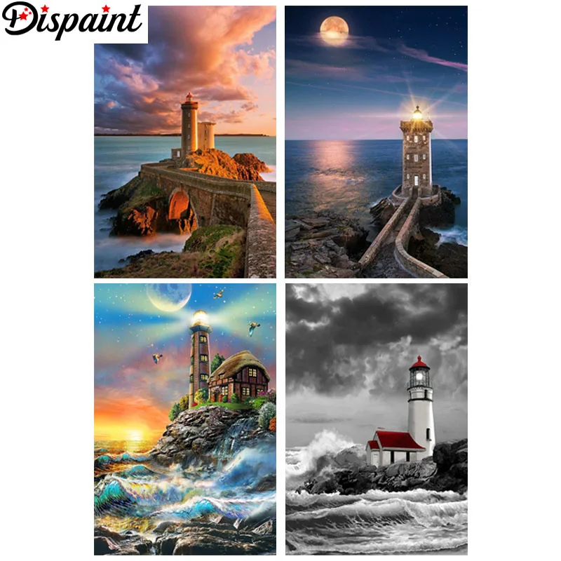 

Dispaint Full Square/Round Drill 5D DIY Diamond Painting "High tower scenery" 3D Embroidery Cross Stitch 5D Home Decor Gift