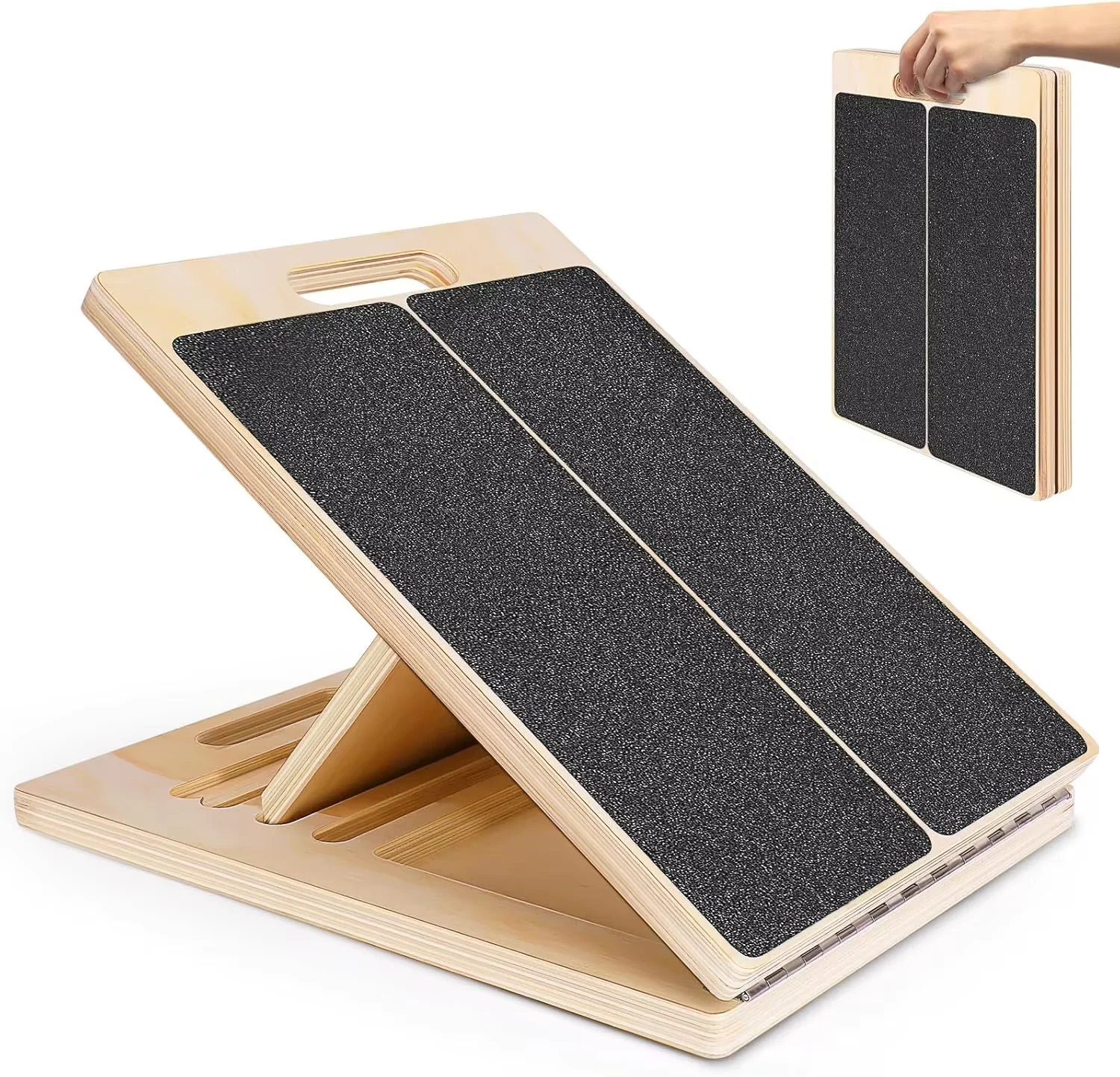 Wooden tensile board adjustable incline board leg extender with soft silicone pad rehabilitation training standing inclined boar