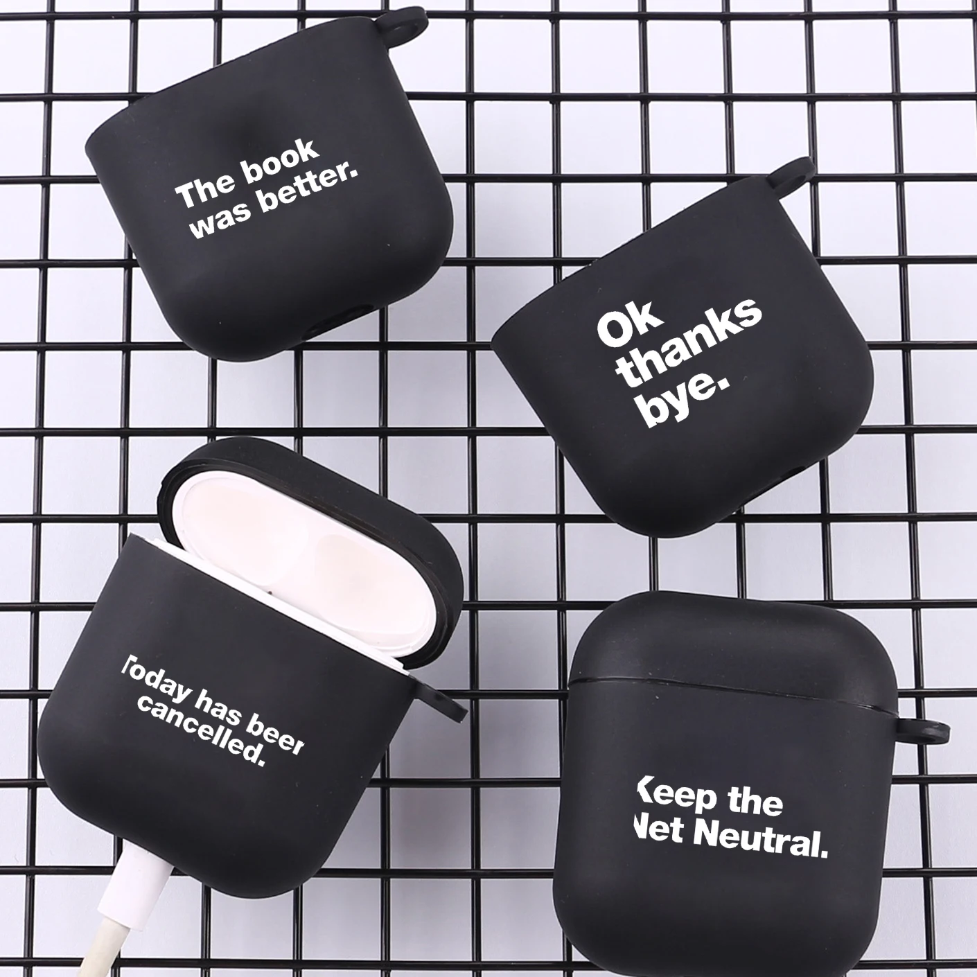 Funny Quotes Simple Text Letters Case for Apple Airpods 1 2 3 Pro 2 Bluetooth Headset Cases for Air Pods Earphone Black Cover