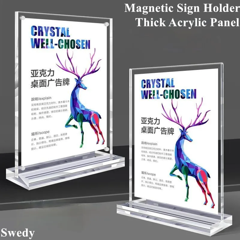 A4 210x297mm Magnetic Acrylic Sign Holder Display Stand Menu Paper Holder 8.5x11 Inch Price Picture Photo Poster Flyer Frames