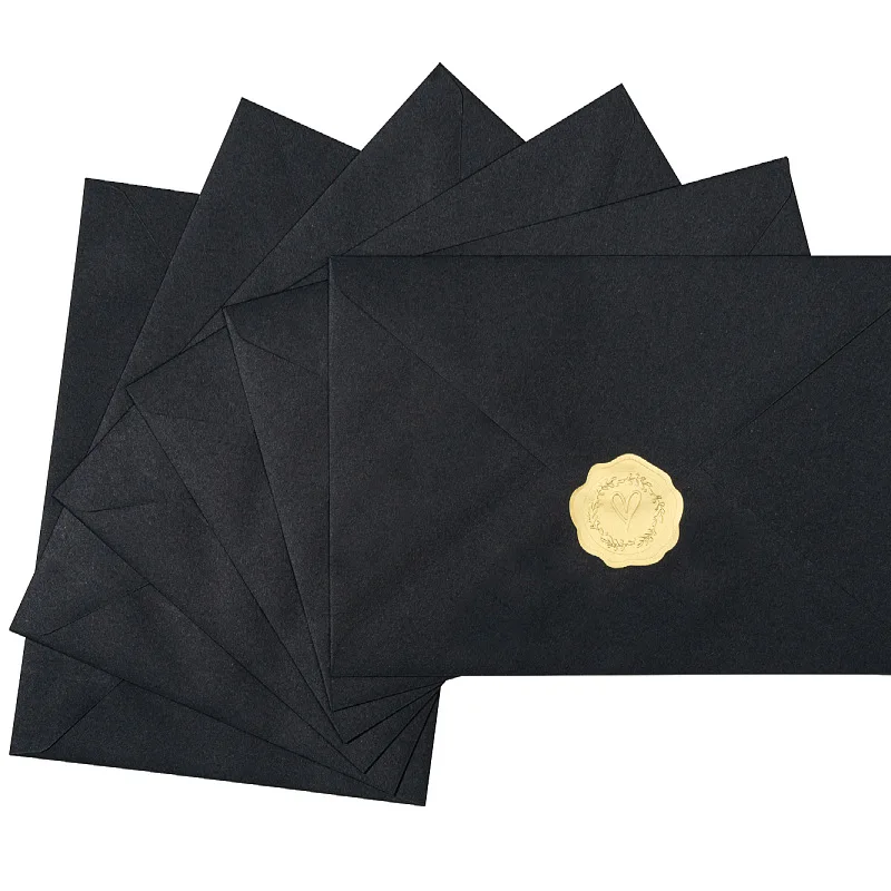Retro Solid Western Blank Envelopes Metal 3D Embossed Seal Stickers Luxury Stationery For Wedding Business Invitation Cards