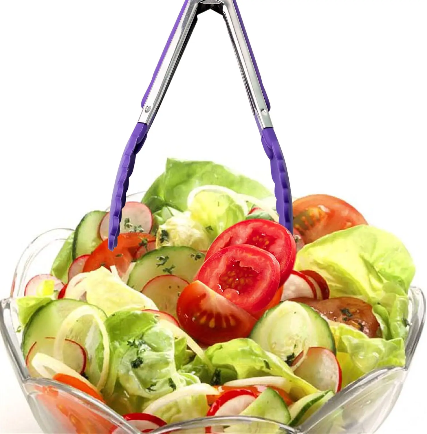 ملقط شواء من الفولاذ المقاوم للصدأ مع رأس ملقط مقاوم لدرجات الحرارة العالية شواء سلطة شريحة لحم الطعام الفاكهة الخضروات المشبك أداة المطبخ #6