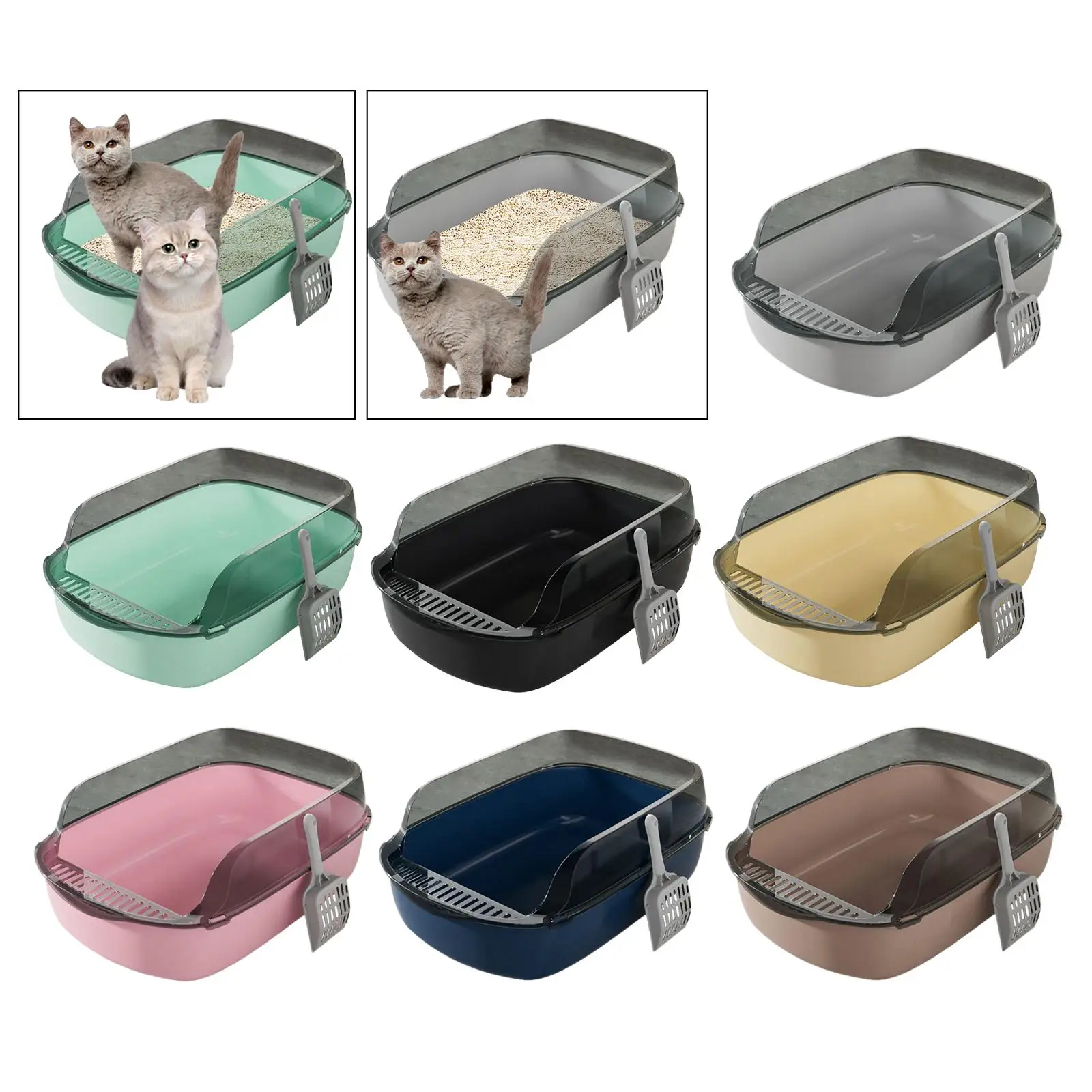 Cat , Cat Toilet, Detachable, Anti Splash, Easy to Clean, Stain Resistant Scatter Shield Kitty Litter Pan Cat Litter Tray Kitty