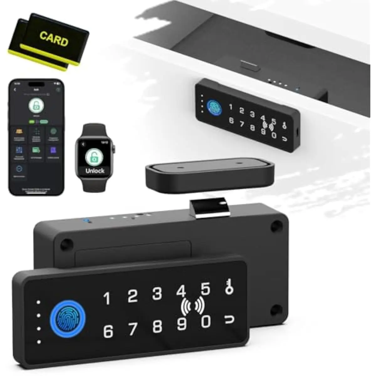 Smart Cabinet Lock with Fingerprint and Passcode RFID Electronic Child Safety Baby Proofing Drawer Locks for Desk File Liquor Dr