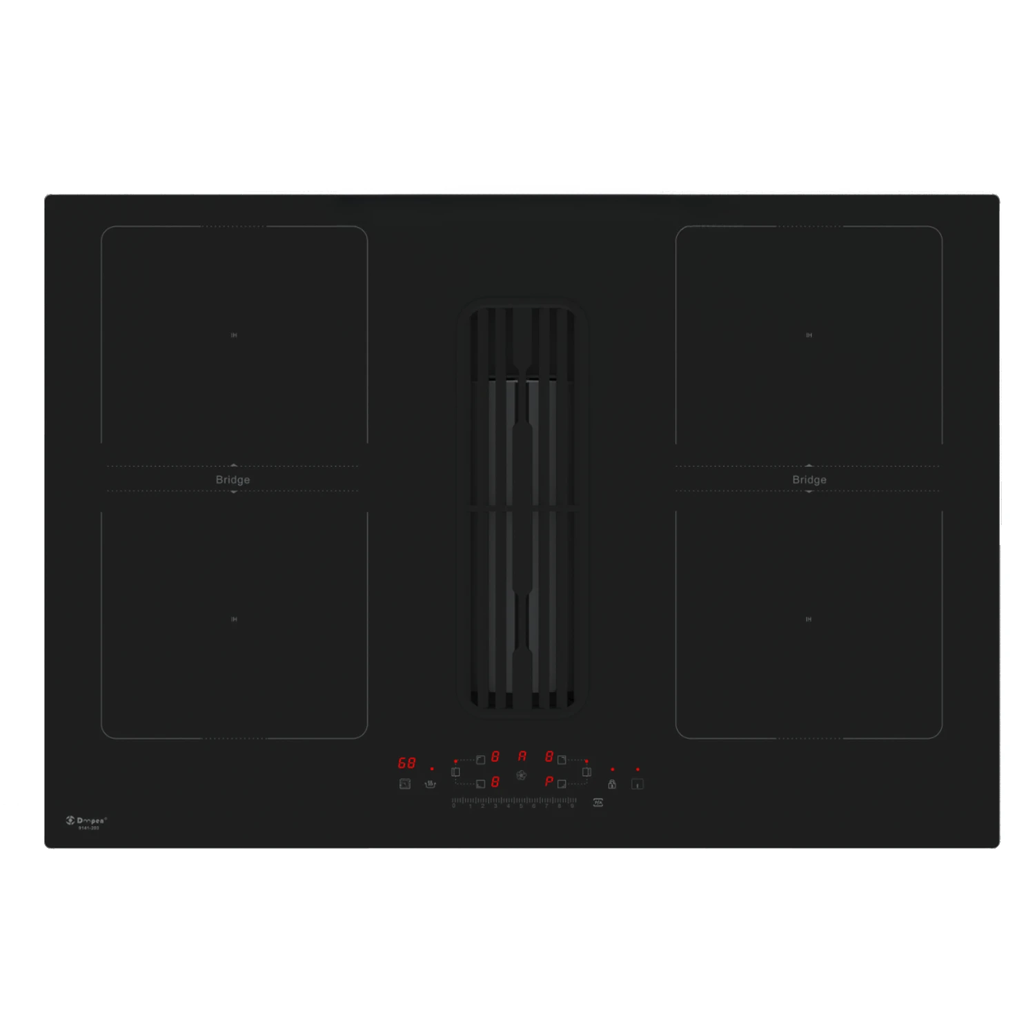 Built-in induction cooker stove with downward suction built-in ventilation and extractor