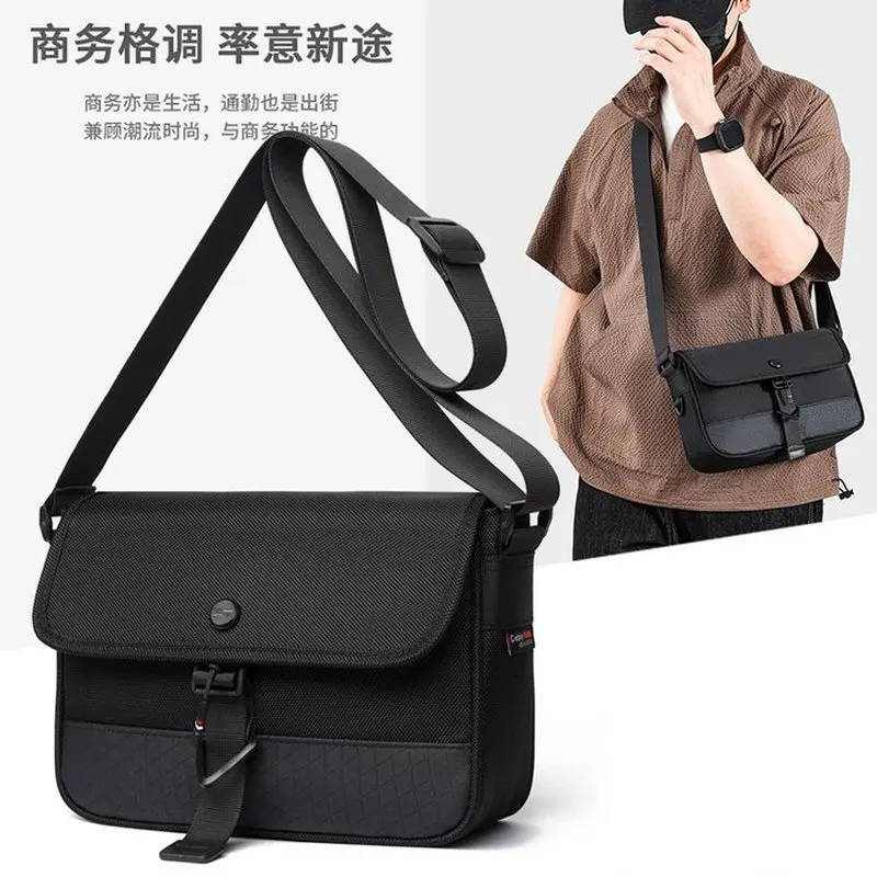 Waterproof Nylon Crossbody Bag Fits iPad Phone Wallet Adjustable Strap Magnetic Zipper Closure Travel Work Daily Use Men Women