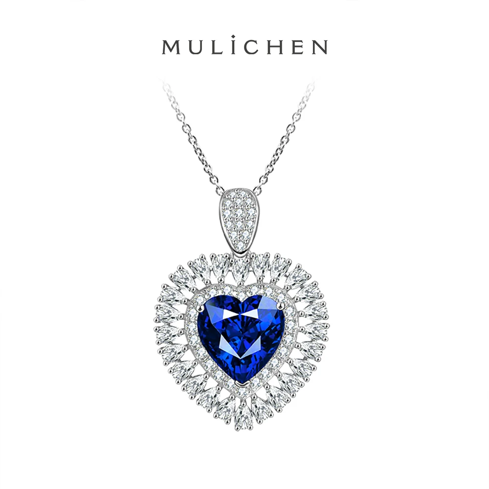 

Sapphire Heart-shaped Pendant 925 Sterling Silver Necklace Exquisite Jewelry Specially Women Necklace Free Shipping