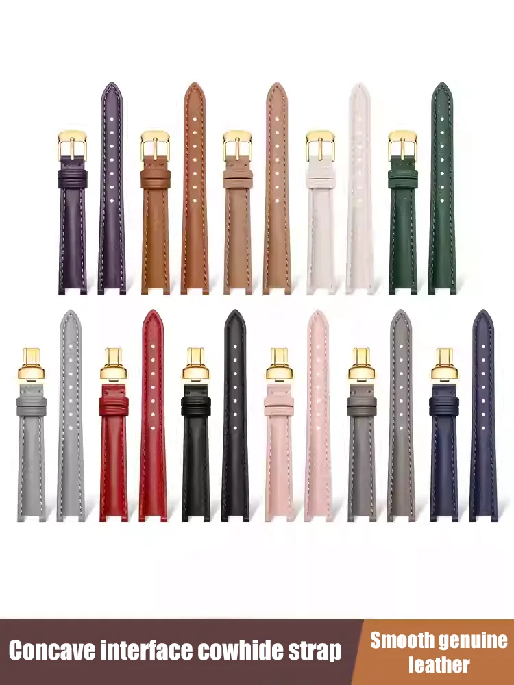 High quality smooth leather concave interface watch strap for Tissot Rossini Fiyta Gucci men women watchband watch accessories