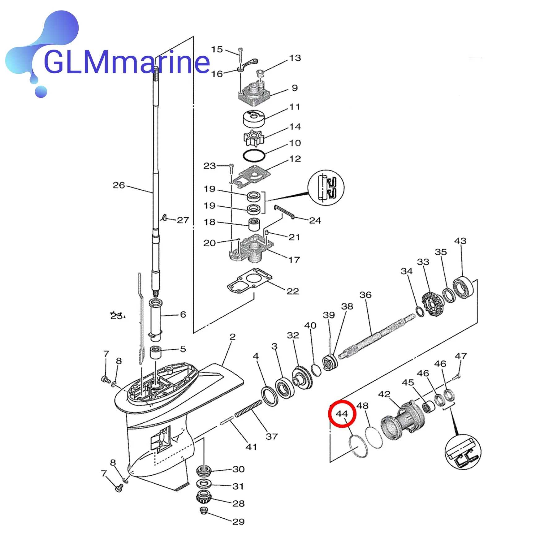 2Pcs Lower Unit O-ring Seal 93210-60MA3-00 for Yamaha Marine Outboard 20HP 24HP 25HP 30HP  Engines Replacement 84275