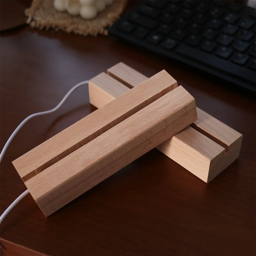 Wooden Display Warm/White Light Base Art Decor Resin Holder Light Plate Base Night Lamp LED Lights Holder Night Light Base