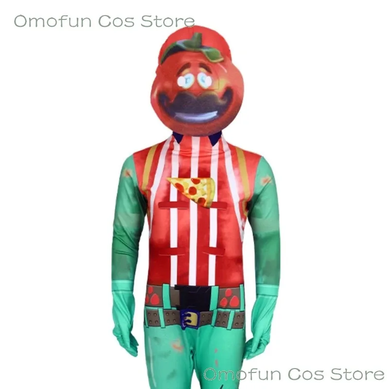 2025 aaa رأس الطماطم Tomatohead تأثيري فورت ملحمي الزي بذلة زي لعبة لعب الأدوار معركة الملابس 110-190 حفلة الهالوين U