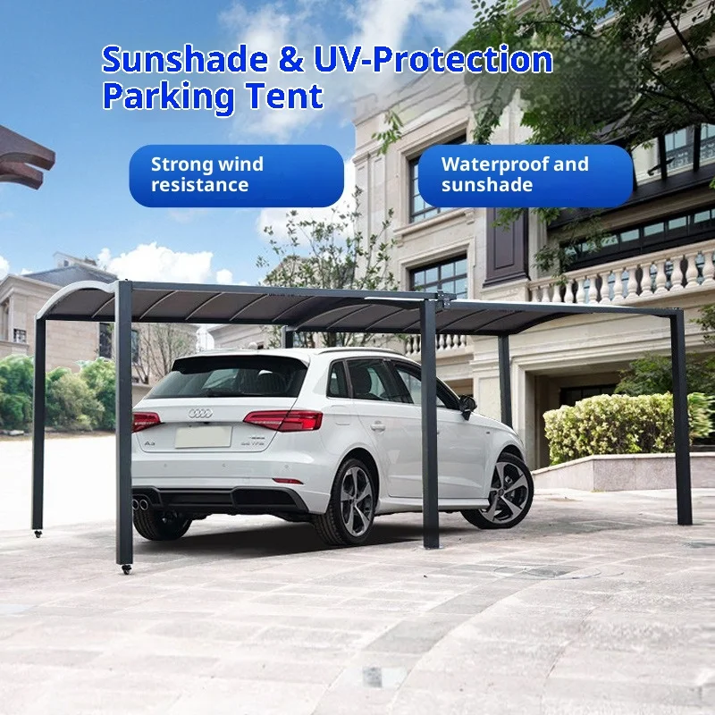 Mobile Retractable Carport Heavy Duty Steel Frame For Home Villa Patio Waterproof Sun Shelter All Weather Outdoor Vehicle Protec
