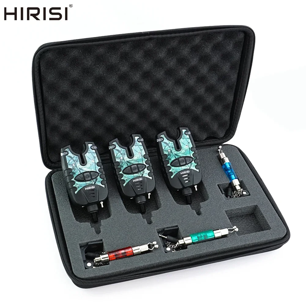 Hirisi 3pcs Fishing Alarms with 3pcs Fishing Swingers 3 Color Fishing Bite Alarm Indicator Set B1142C