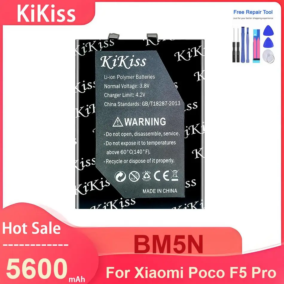 

Аккумулятор для мобильного телефона KiKiss для Xiaomi Poco F5 Pro, аккумуляторы BM5N 5600 мАч