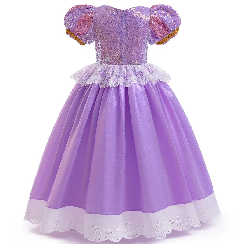 2-10 Year Old Girls Lace Mesh Satin Finish Dress Halloween Birthday Party Dance Costume Summer Princess Dresses Kids Clothes New